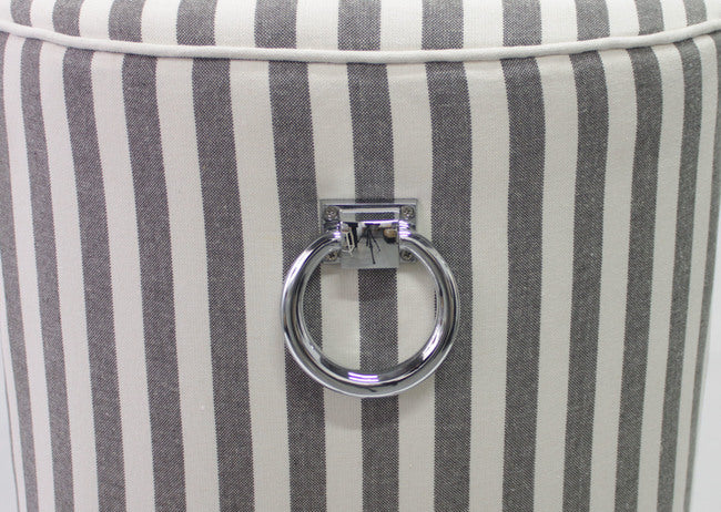 Ophelia Dining Chair Black & White Narrow Stripe with ring