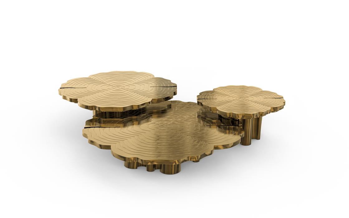 Fortuna Gold Patina Brass Nesting Center Table Set