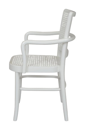 Palm Armed Rattan Dining Chair White