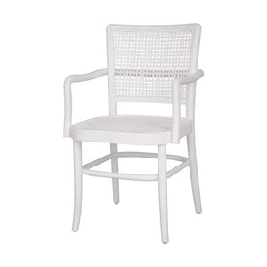 Palm Armed Rattan Dining Chair White