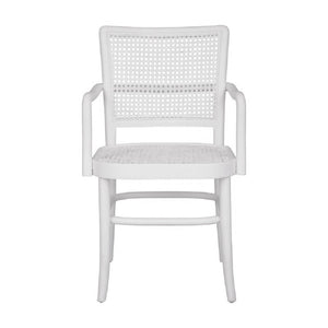 Palm Armed Rattan Dining Chair White