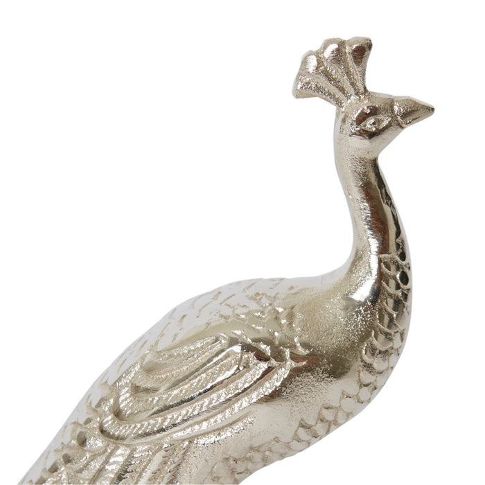 Peacock Sculpture - Nickel, 19cm (H)