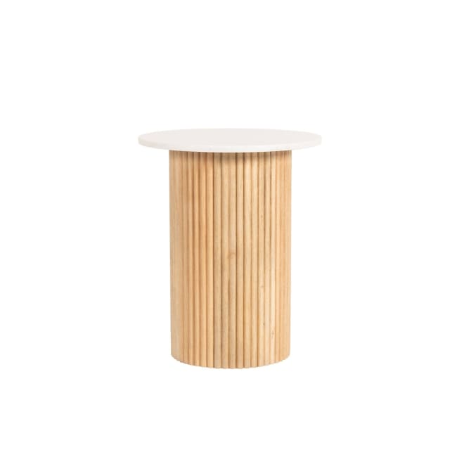 Paloma Marble Side Table - White/Natural, 55cm (H)