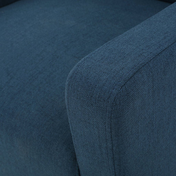 Canberra Linen Fabric Tufted Armchair in Dark Blue