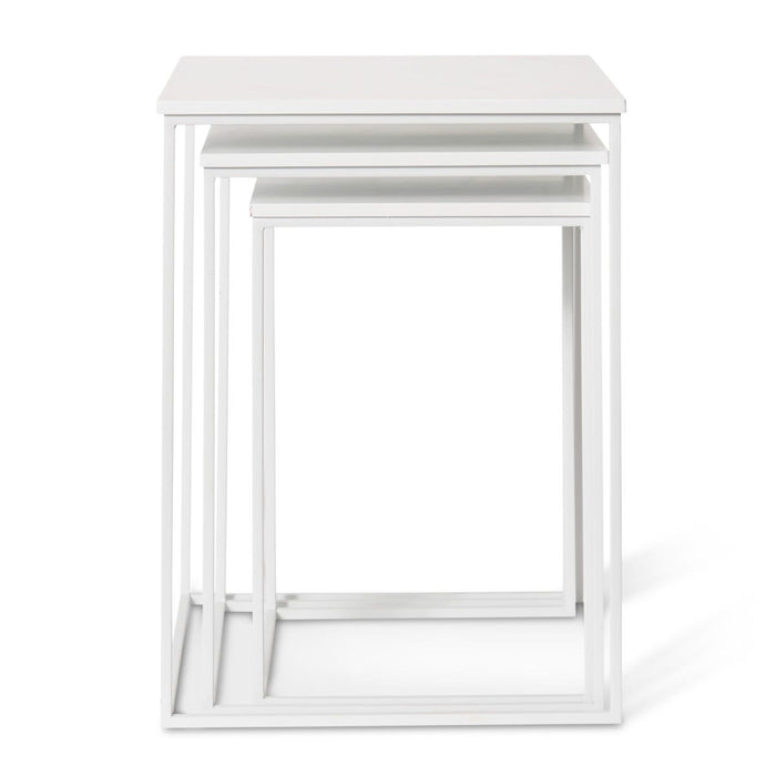Duke Square Side Table Set 3 - White, 55cm (H)