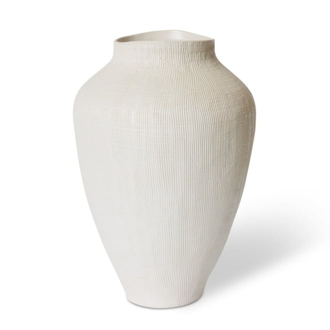 Greyson Tall Vase - Hessian White, 41cm (H)