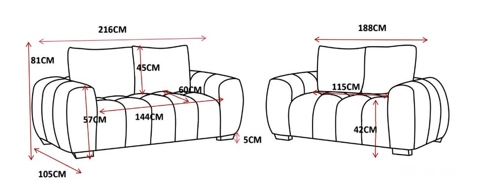 Sophia 2 seat Sofa Lounge - Mid Grey A20