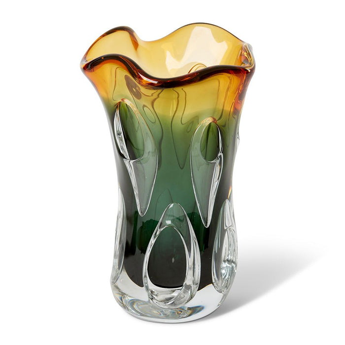 Selassie Vase - Green/Amber, 28cm (H)