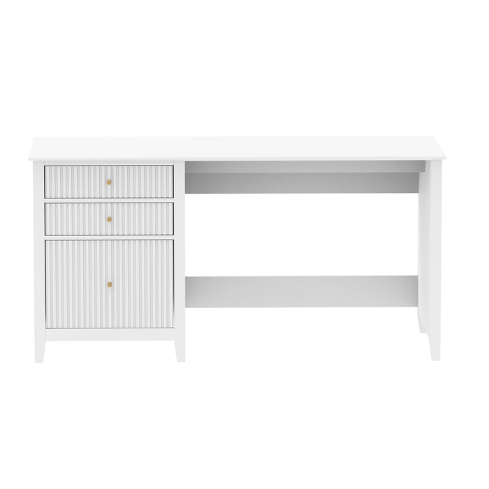 Zara Fluted 3 Drawer Vanity Desk - White