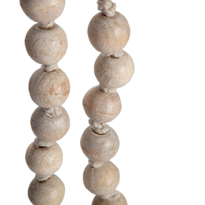 120cm XL Whitewash Mango Wood Bead Garland w/Tassle