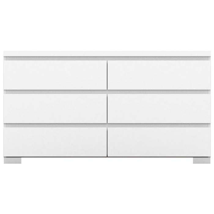 Elara 6 Drawer Chest High Gloss - White