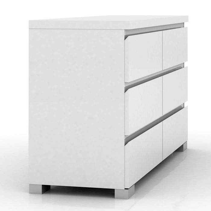 Elara 6 Drawer Chest High Gloss - White