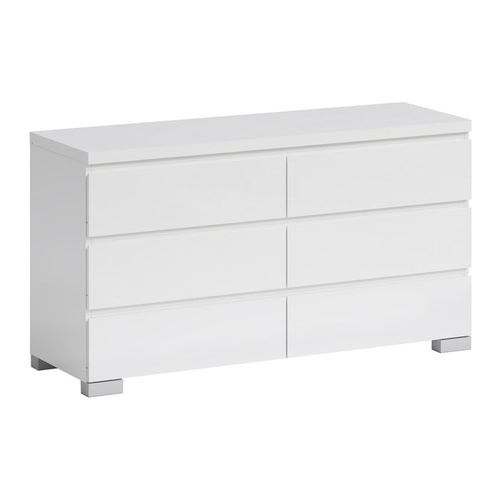 Elara 6 Drawer Chest High Gloss - White