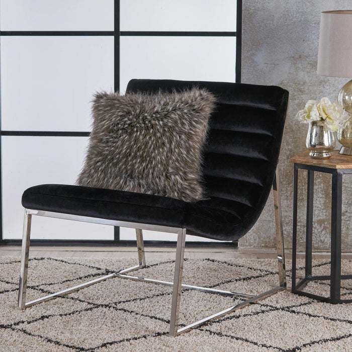Glorie Black Velvet Sofa Accent Chair Armchair