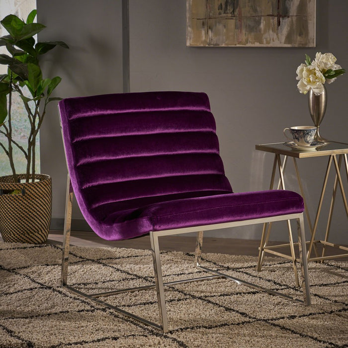 Glorie Plum Velvet Sofa Accent Chair Armchair
