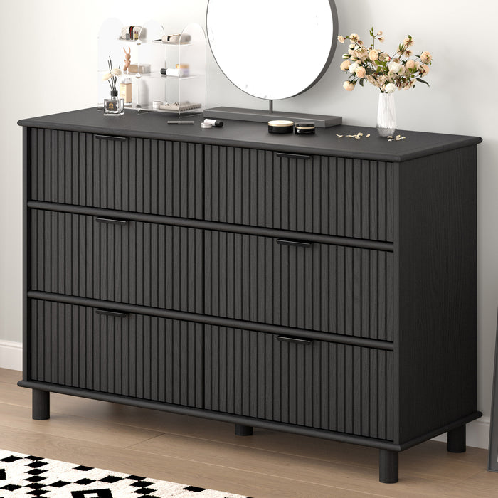 Sorrento 6 Drawer Chest - Woodgrain Black