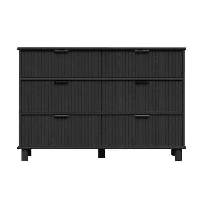 Sorrento 6 Drawer Chest - Woodgrain Black