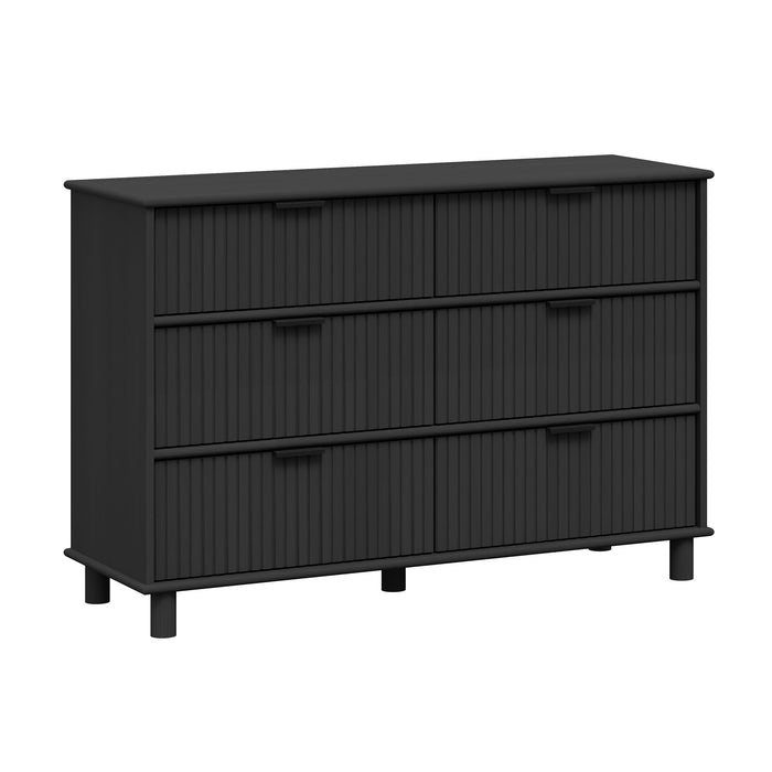 Sorrento 6 Drawer Chest - Woodgrain Black