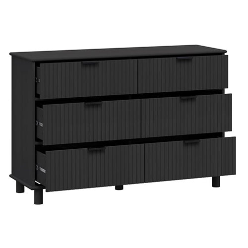 Sorrento 6 Drawer Chest - Woodgrain Black