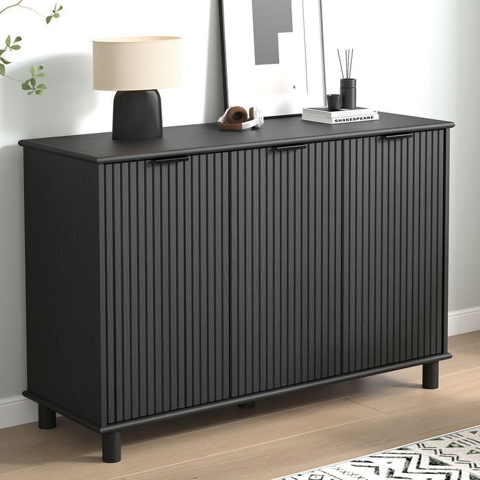 Sorrento 3 Door Sideboard Cupboard - Woodgrain Black