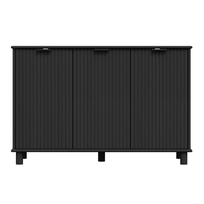 Sorrento 3 Door Sideboard Cupboard - Woodgrain Black