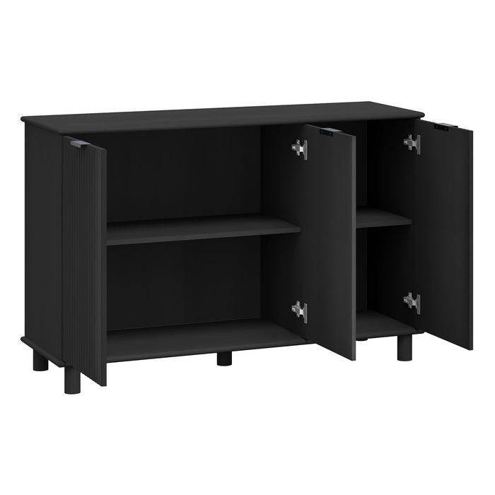 Sorrento 3 Door Sideboard Cupboard - Woodgrain Black