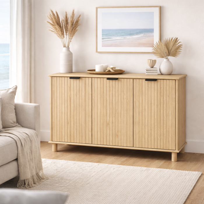 Sorrento 3 Door Sideboard Cupboard - Swedish Oak