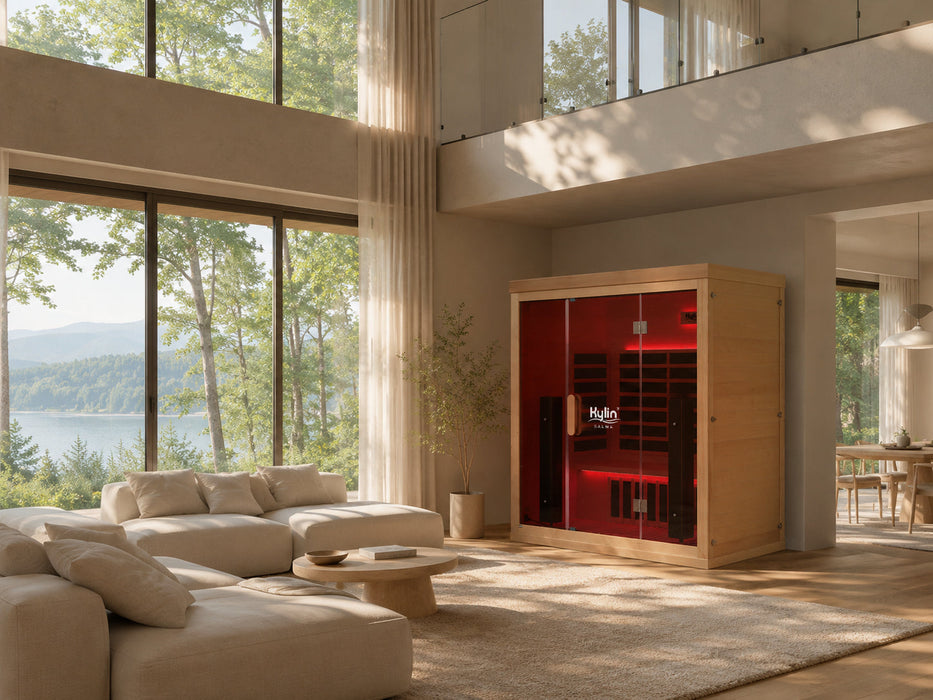 Kylin Premium Full Spectrum Low EMF Infrared Sauna Room 4 Person H6420 (Floor Heater included)