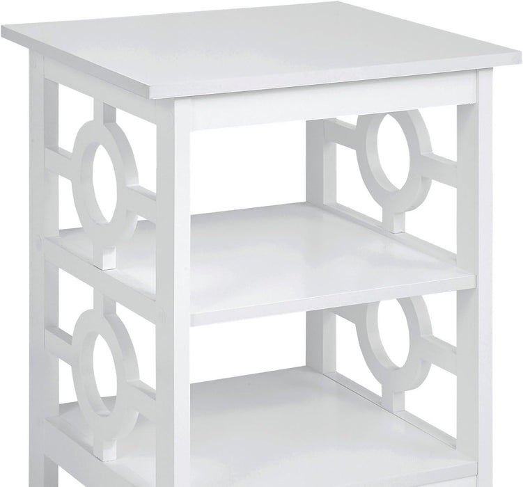 Omega 2 Shelf End Table In White