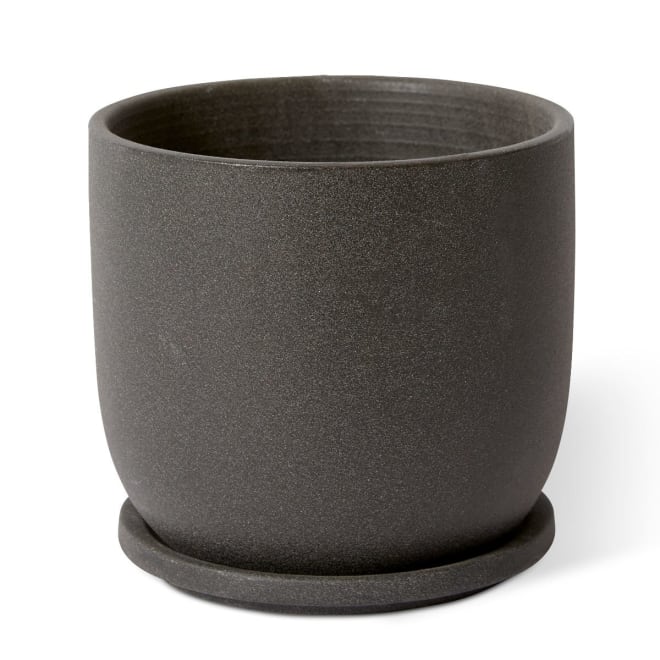 Allegra Pot w Saucer - Black, 18cm (H)