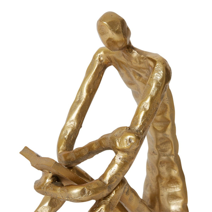 Man Reading Scuplture - Antique Gold, 23cm (H)