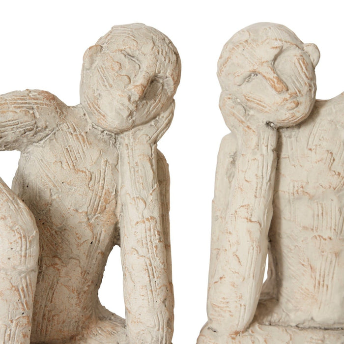 Thinking Man Bookends Set 2 - Cream, 26cm (H)