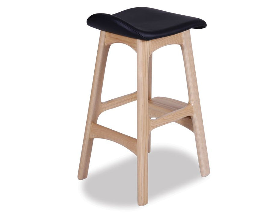 Scandi Stool - Natural - Black Leather