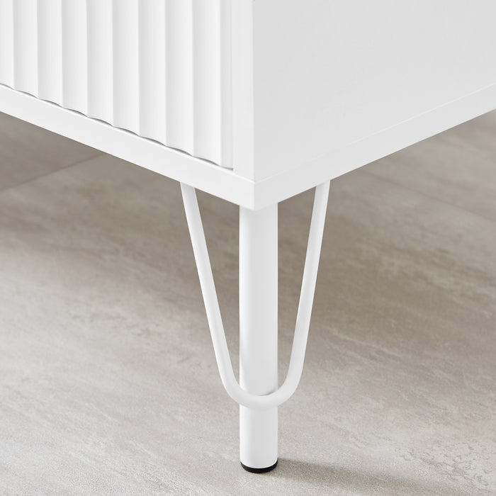 Lisa Wavy Fluted Bedside Table In White