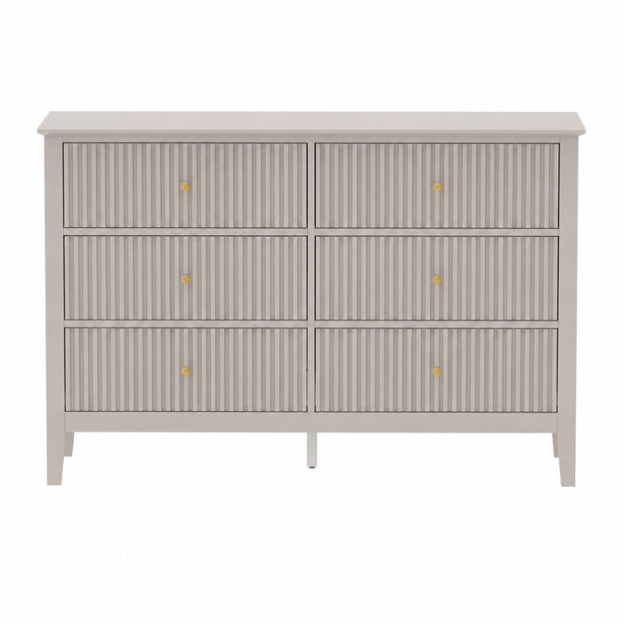 Zara Fluted 6 Drawer Chest - Stone