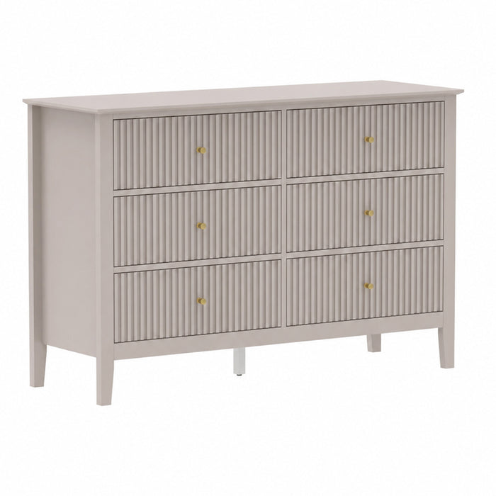 Zara Fluted 6 Drawer Chest - Stone