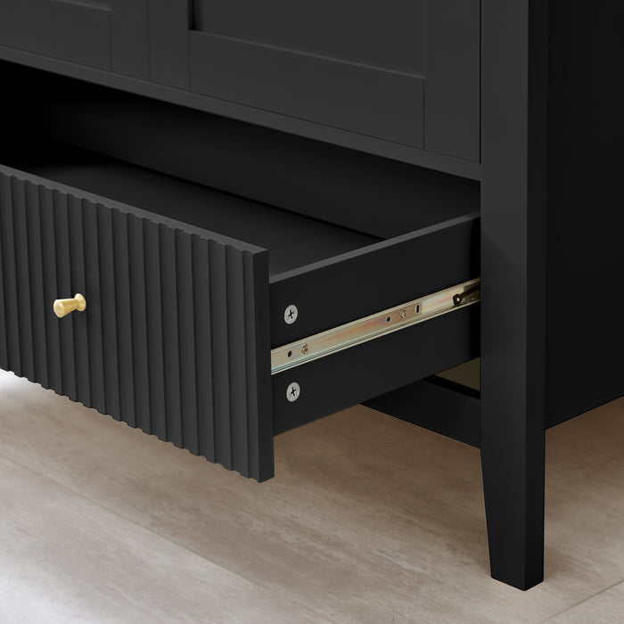Zara Fluted 6 Drawer Chest - Black