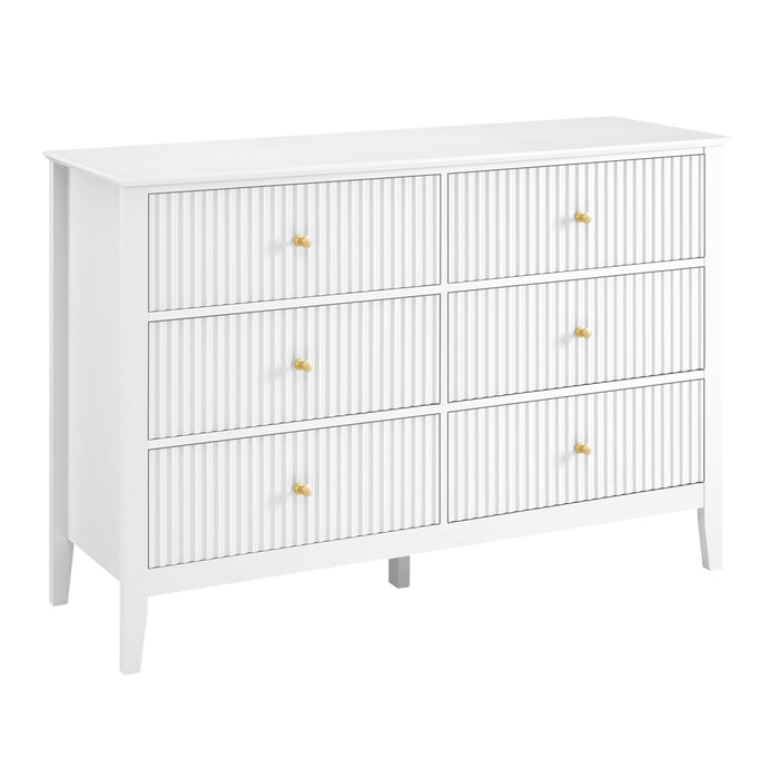 Zara Fluted 6 Drawer Chest - White