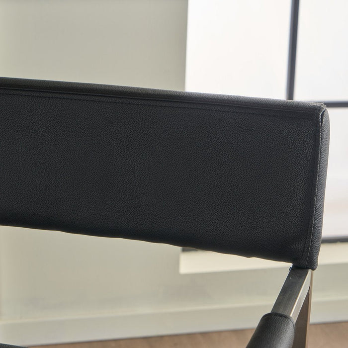 Rocklin Steel & Bonded Leather Director Chair Armchair in Black