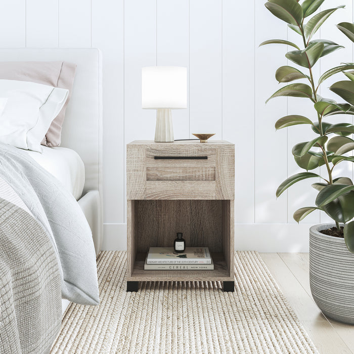Montreal Table Bedside 1 Drawer - Light Sonoma Oak