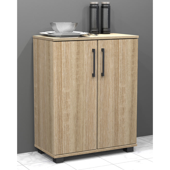 Multi-Purpose Cupboard 2 Door W/Shelves Low Style - Light Sonoma Oak