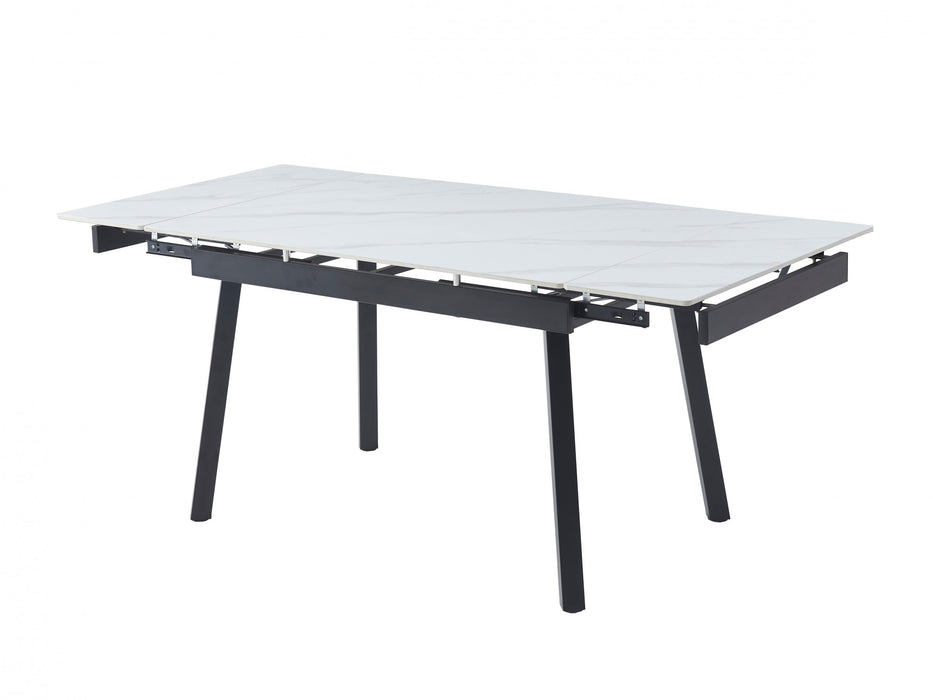 Clara Extension Dining Table Snow White Ceramic
