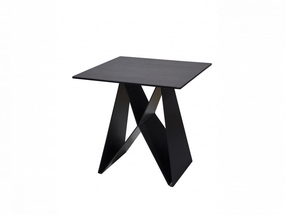 Etros Side Table in Shadow Grey Italian Ceramic and Black