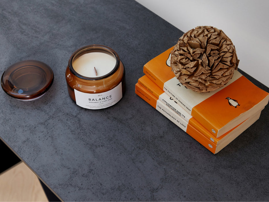 Etros Side Table in Shadow Grey Italian Ceramic and Black