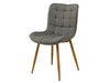 Gray fabric chair with wooden legs, by [Brand].