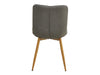 Gray upholstered chair with wooden legs by [Brand]. Minimalist design.