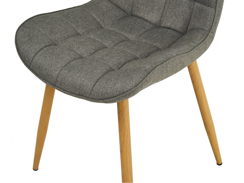 Gray modern chair with wooden legs, by [Brand].