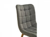 Gray cushioned chair seat with wooden legs, by [Brand].