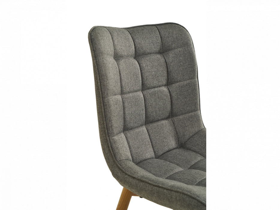 Gray cushioned chair seat with wooden legs, by [Brand].
