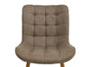 Gray padded chair with wooden legs from [Brand].